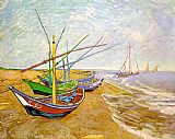 Fishing Canvas Paintings - Fishing Boats on the Beach